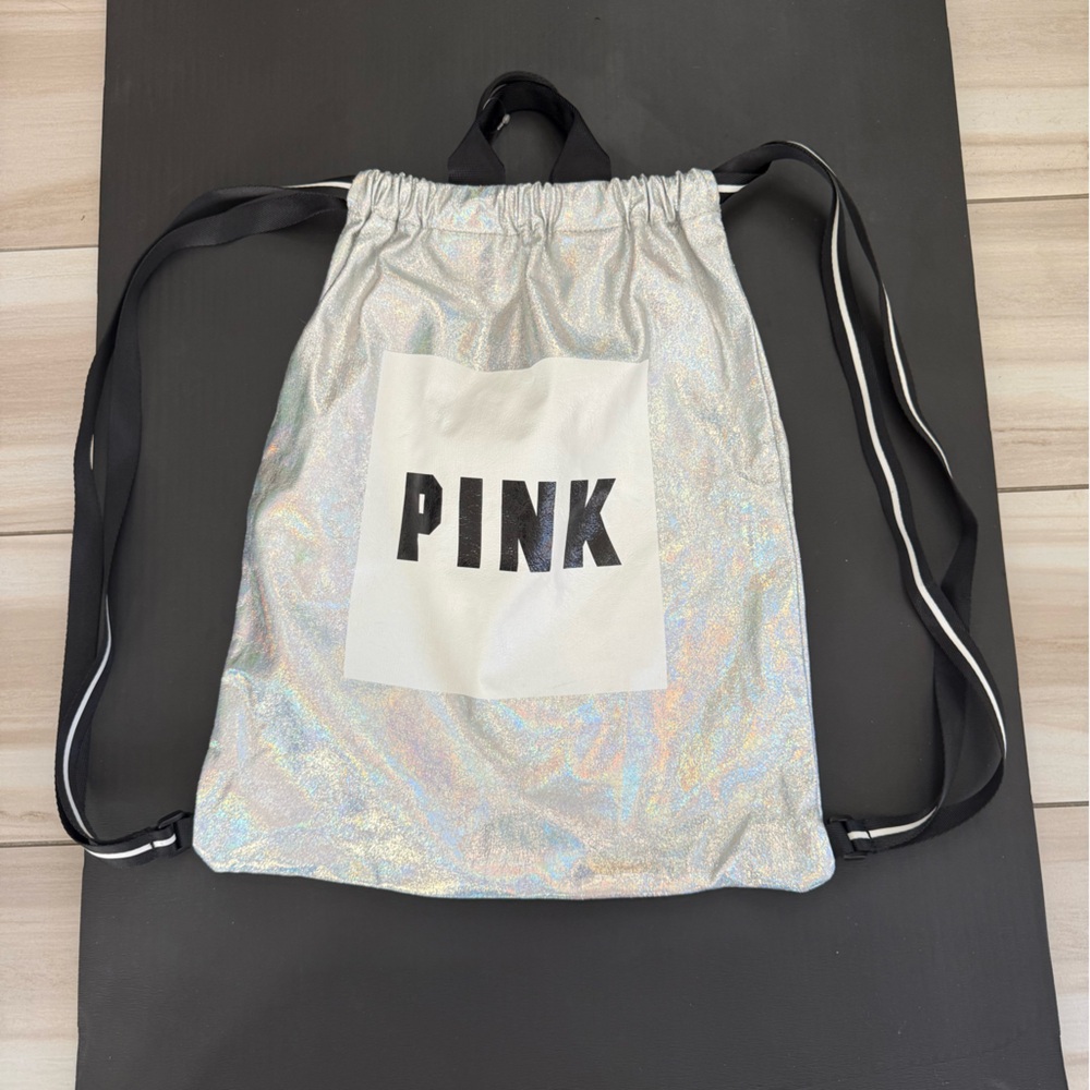 PINK Victoria's Secret Silver Holographic Backpack